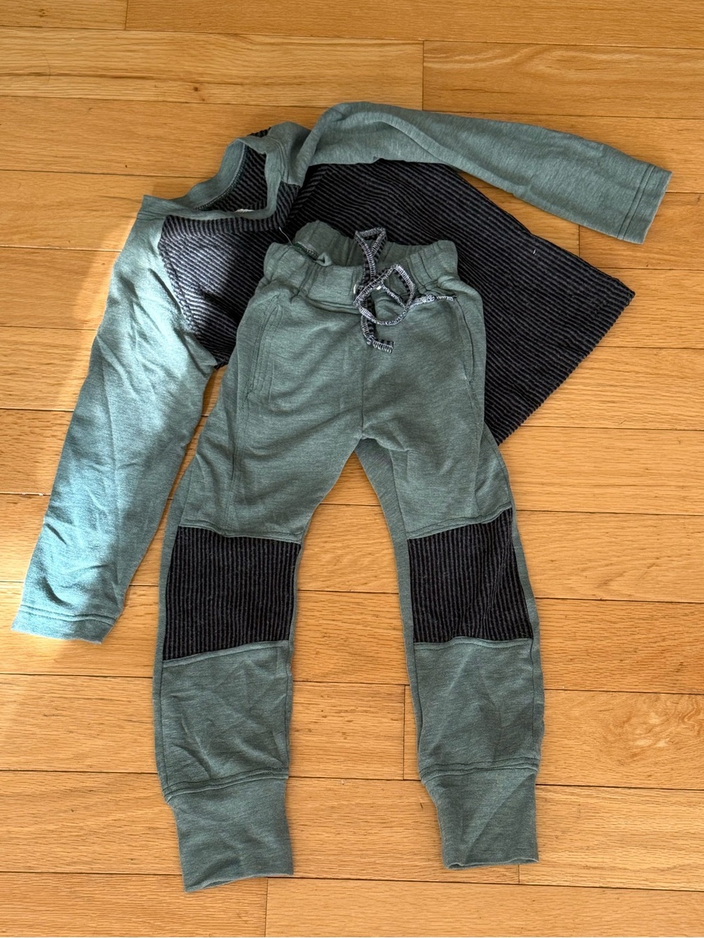Kids Black and Green Jogger Set- Handmade By Grandma CiCi Size 4-5